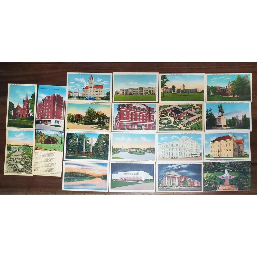 LOT 20 Vintage Linen Postcards - South Carolina‎ - Unused Unposted